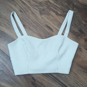 White and black striped crop top